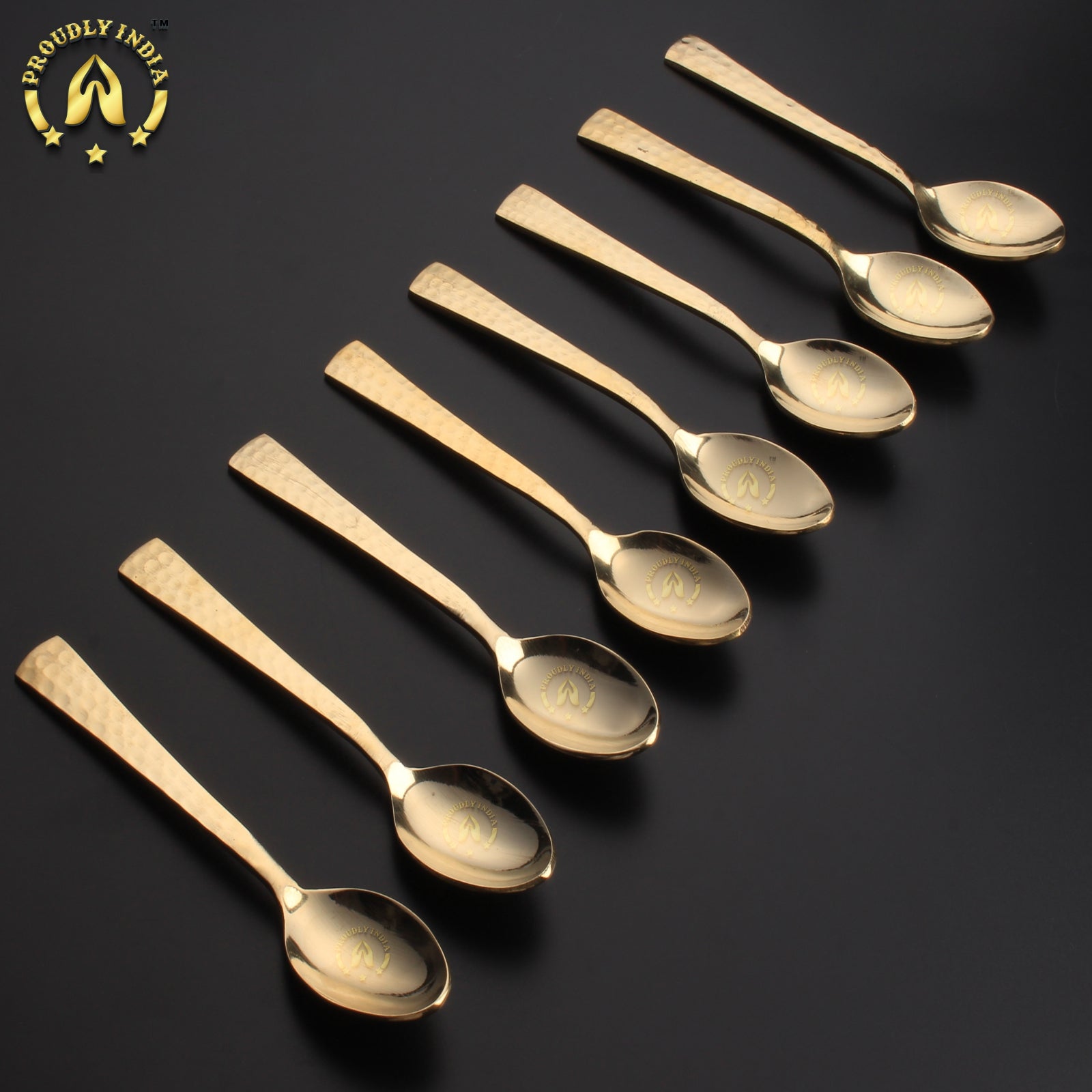 12 Solid Brass Desert Spoons