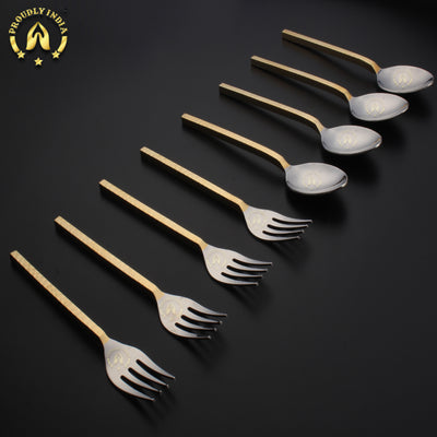 Solid Brass Steel 6 Spoons and 6 Fork