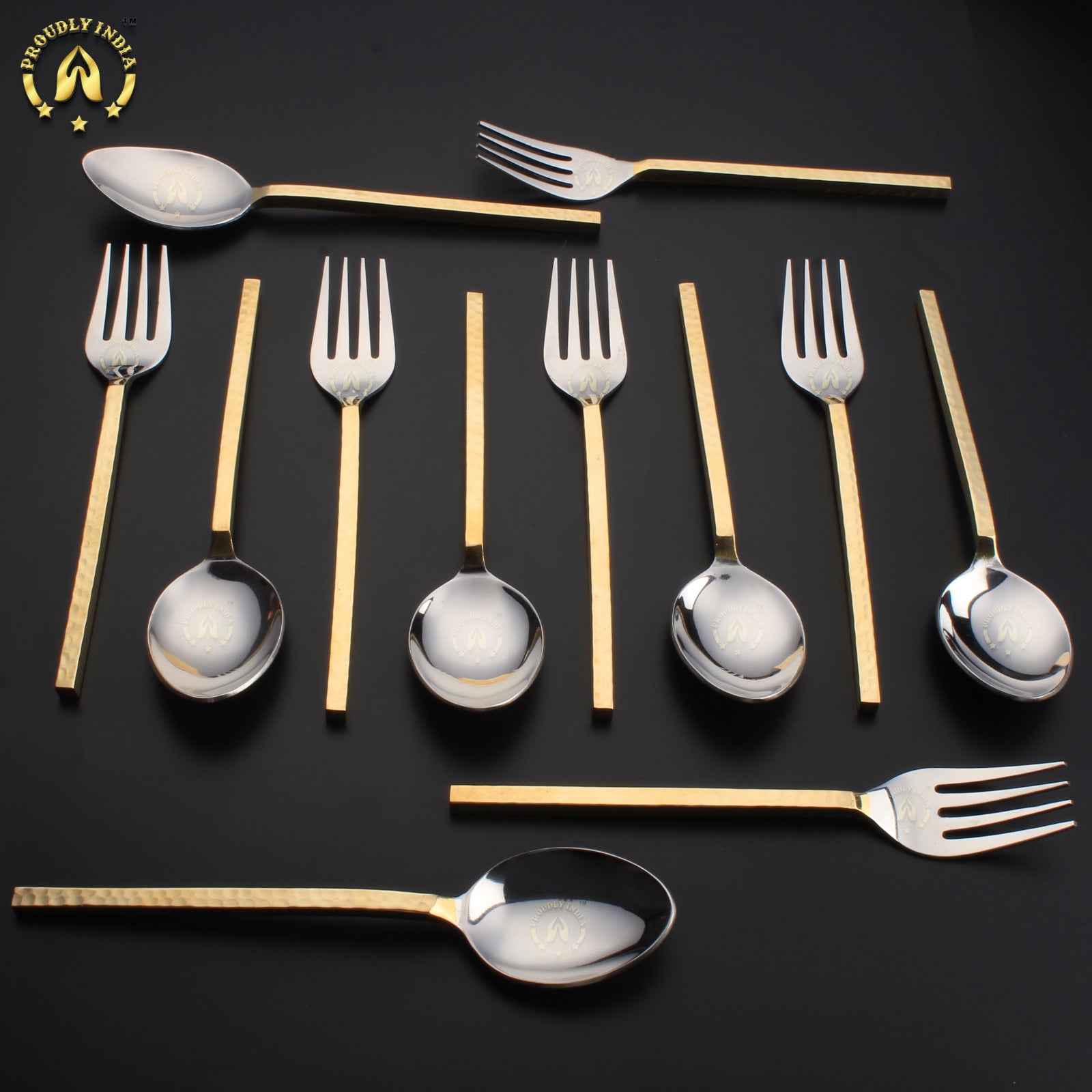 Solid Brass Steel 6 Spoons and 6 Fork