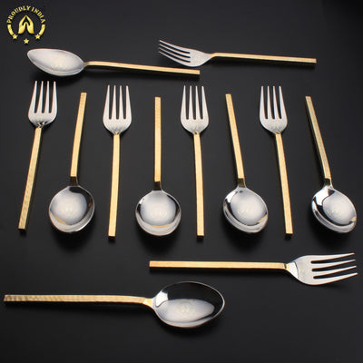 Solid Brass Steel 6 Spoons and 6 Fork