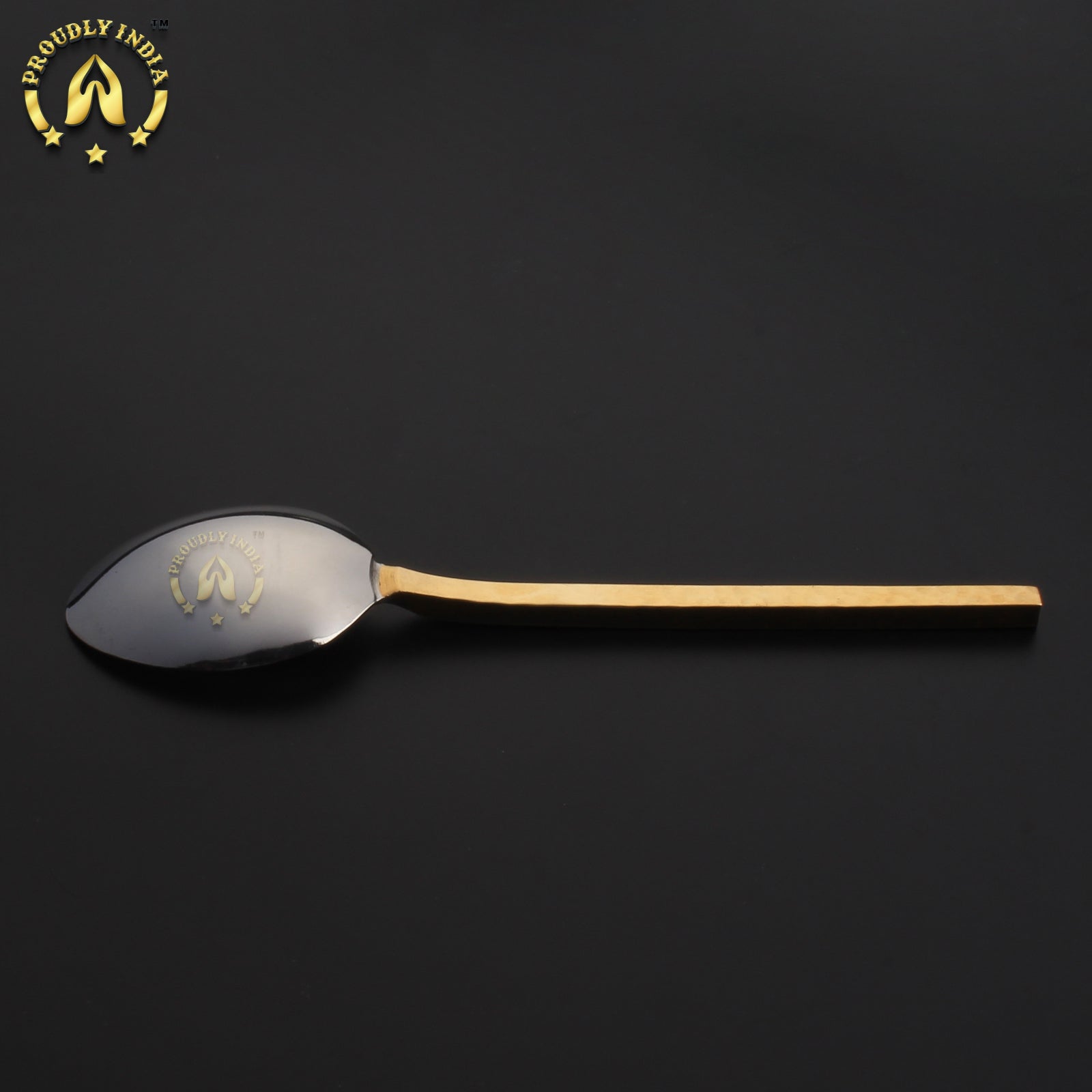 Set Of 8 Brass and Steel Flatware Cutlery Set