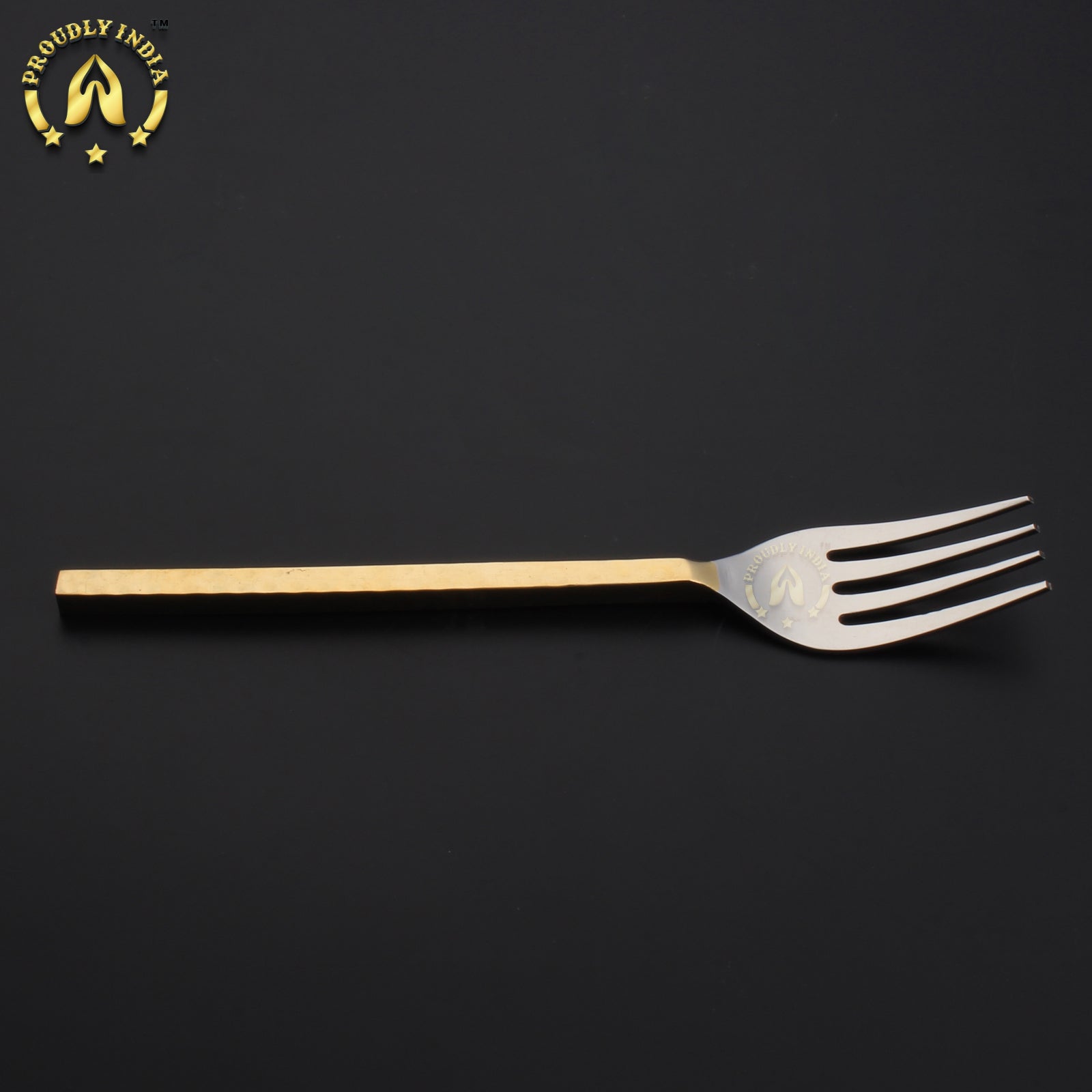 Set Of 8 Brass and Steel Flatware Cutlery Set