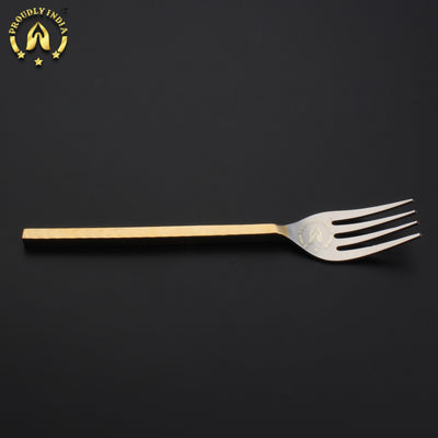 Set Of 8 Brass and Steel Flatware Cutlery Set