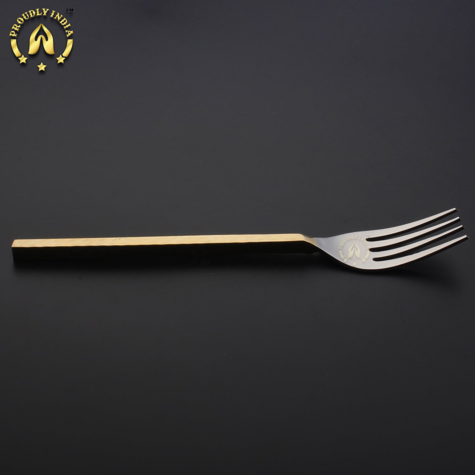 Set Of 8 Brass and Steel Flatware Cutlery Set