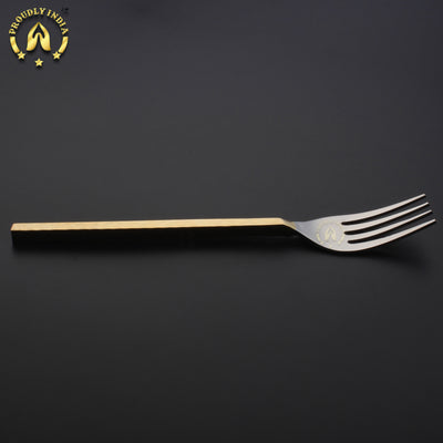 Set Of 8 Brass and Steel Flatware Cutlery Set