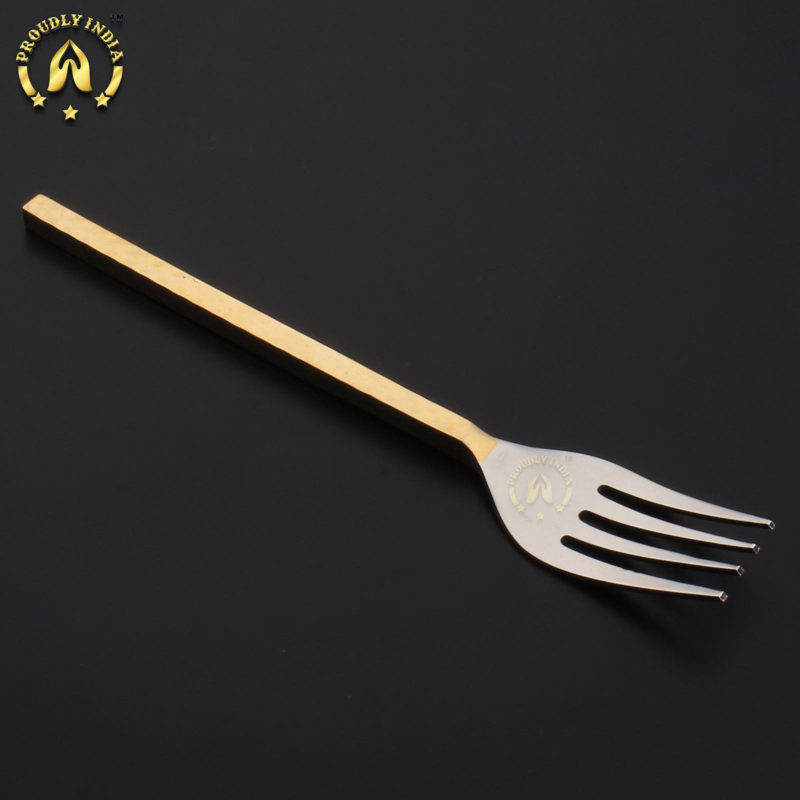Set Of 8 Brass and Steel Flatware Cutlery Set