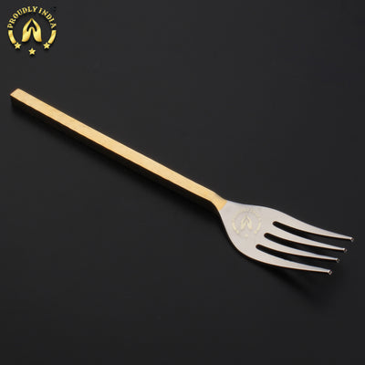 Set Of 8 Brass and Steel Flatware Cutlery Set