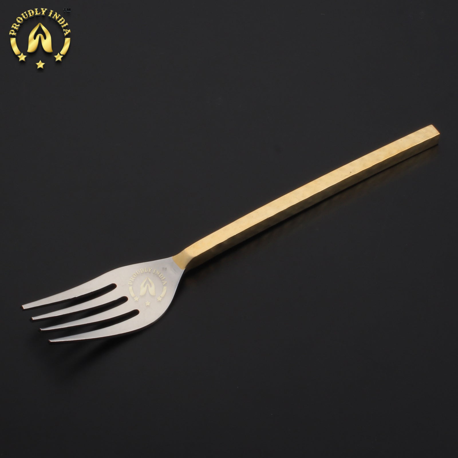 Set Of 8 Brass and Steel Flatware Cutlery Set