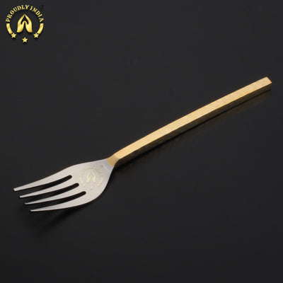Set Of 8 Brass and Steel Flatware Cutlery Set