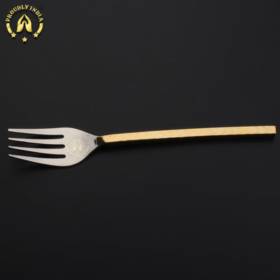 Set Of 8 Brass and Steel Flatware Cutlery Set