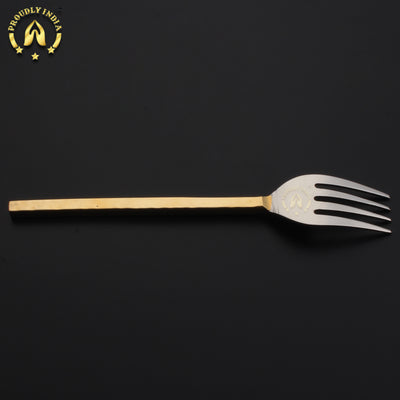 Set Of 8 Brass and Steel Flatware Cutlery Set
