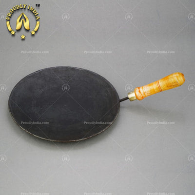Iron Flatbread & Roti Pan with Wooden Handle