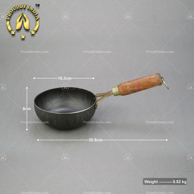Wooden Handle Iron Tadka Pan