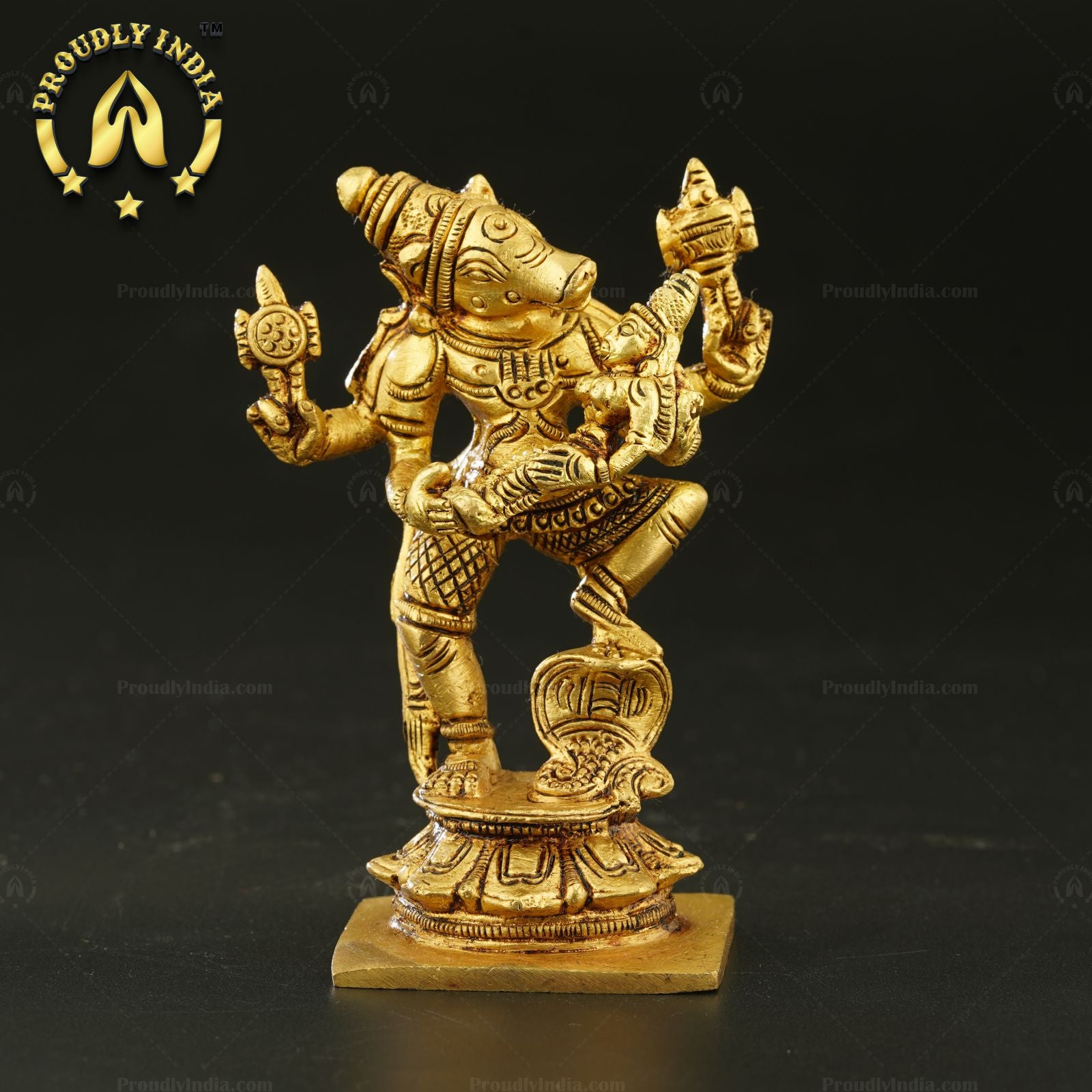 Brass Vishnu Varaha With Lakshmi Statue