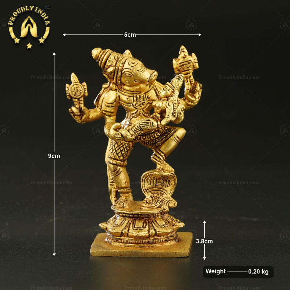 Brass Vishnu Varaha With Lakshmi Statue