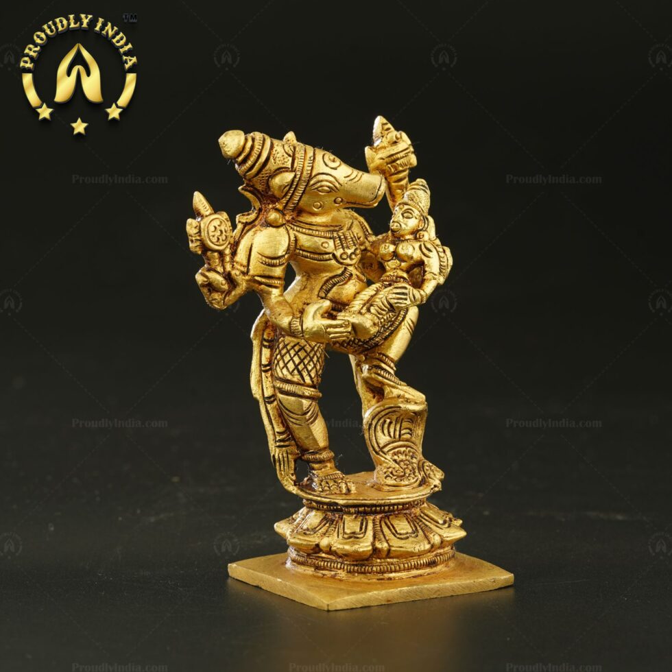 Brass Vishnu Varaha With Lakshmi Statue