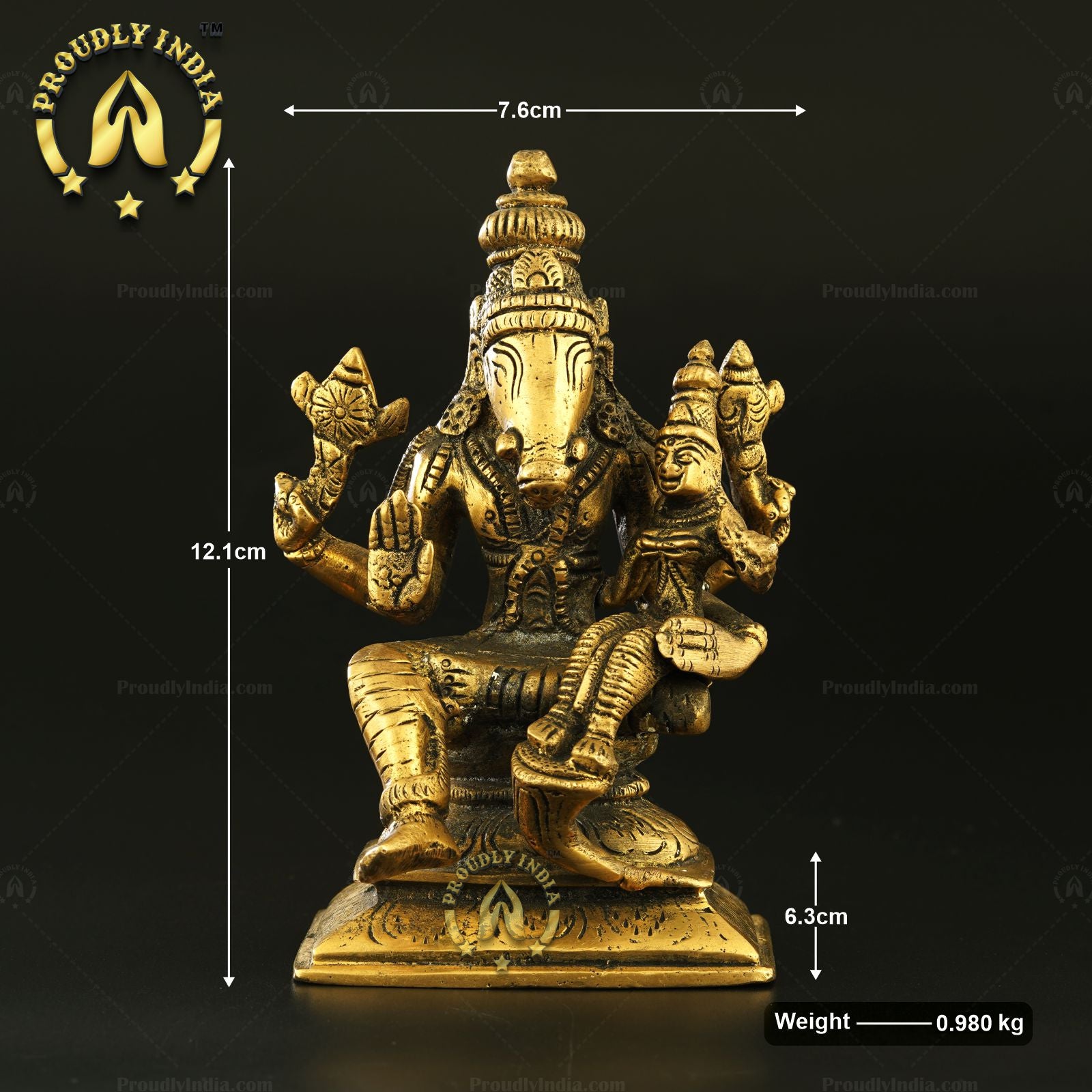 Brass Lord Varaha Amman With Goddess Lakshmi Statue