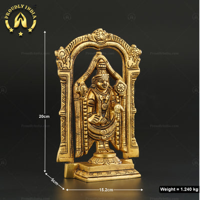 8" Lord Perumal Brass Statue