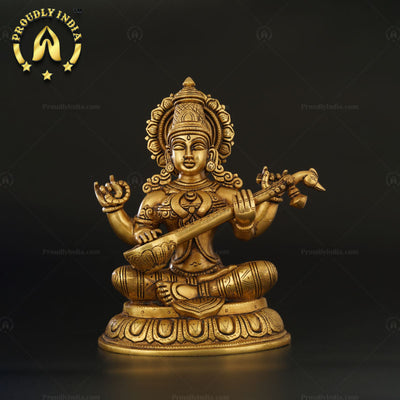 Traditional Brass Saraswati Devi Statue