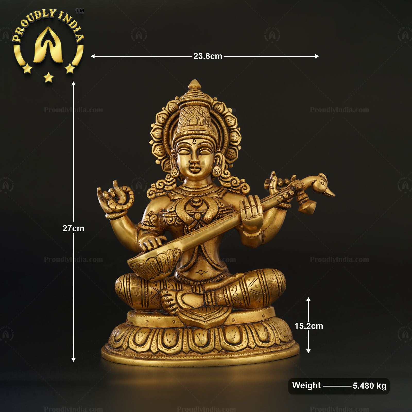 Traditional Brass Saraswati Devi Statue