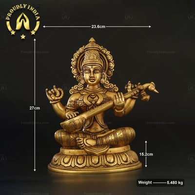 Traditional Brass Saraswati Devi Statue