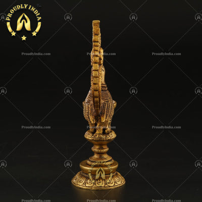 Traditional Peacock Brass Oil Lamp Diya Stand Set