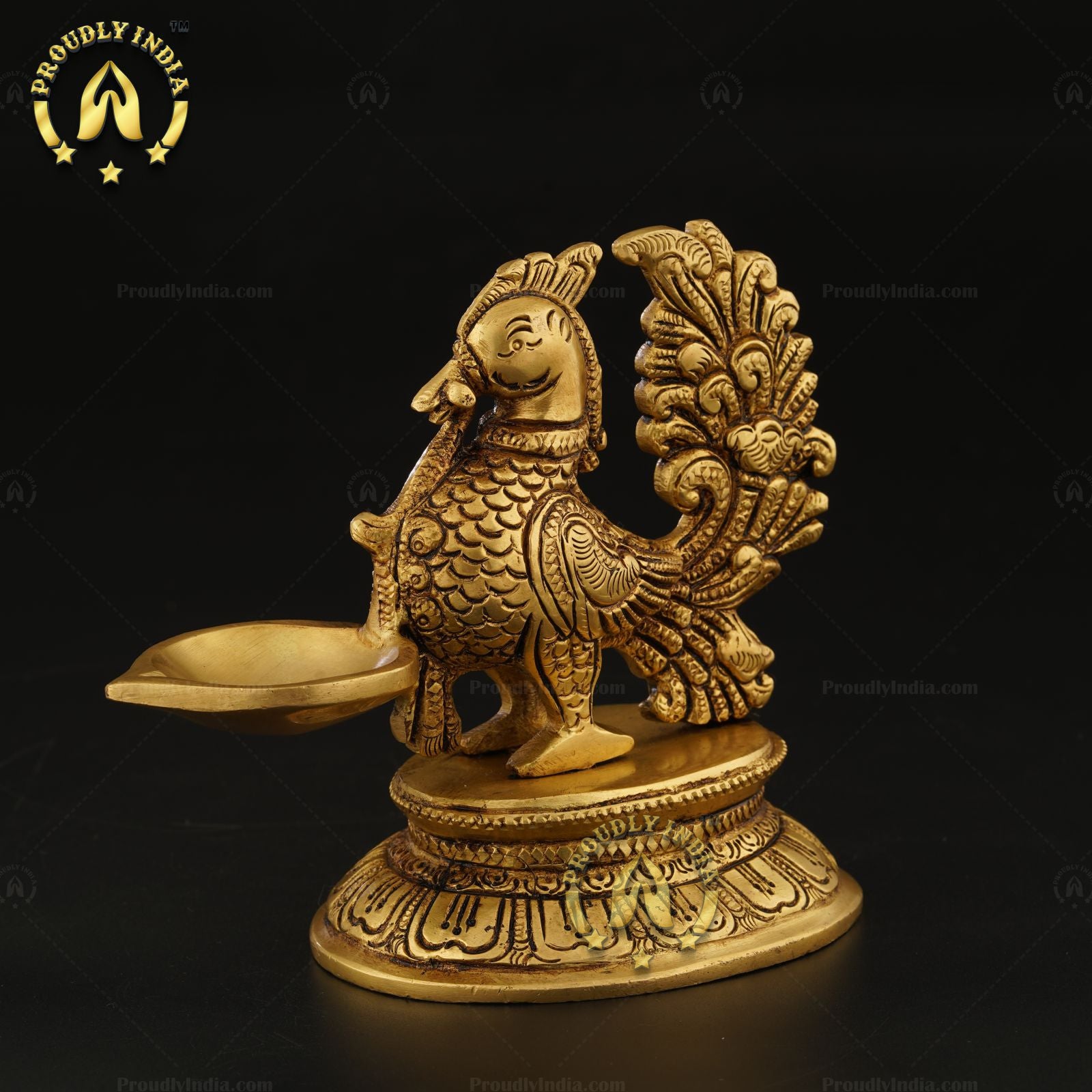 Set of 2 Brass Antique Finish Brass Peacock Lamp.