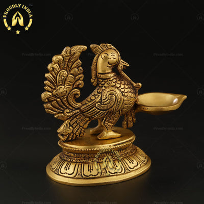Set of 2 Brass Antique Finish Brass Peacock Lamp.