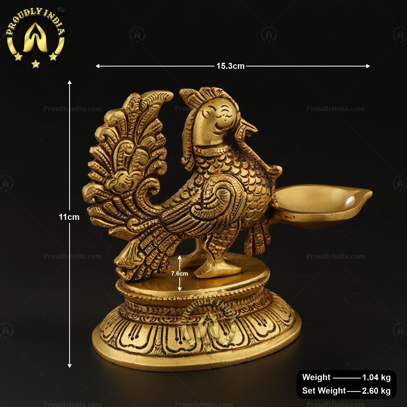 Set of 2 Brass Antique Finish Brass Peacock Lamp.