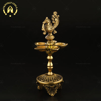 Set of 2 Brass Antique Finish Brass Annam 5 wick Lamp.
