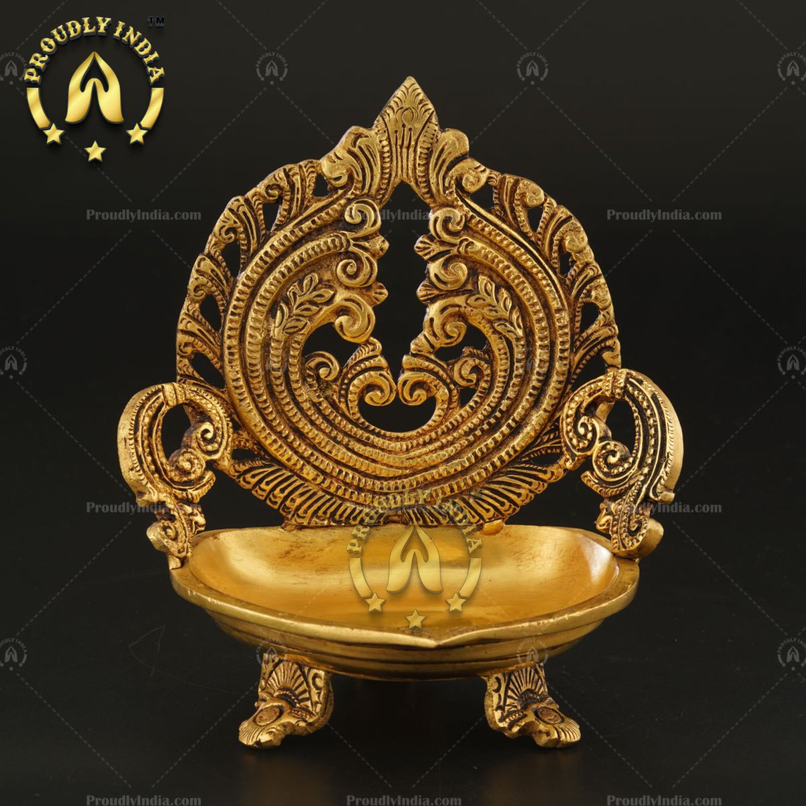 Brass Jali Deep Stand Oil Lamp