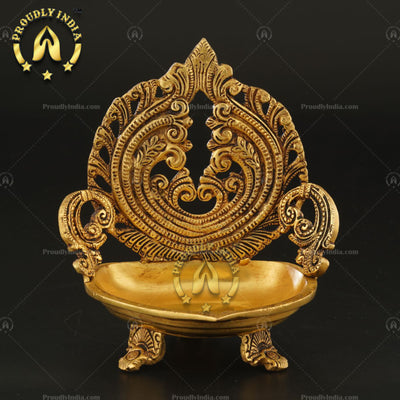 Brass Jali Deep Stand Oil Lamp
