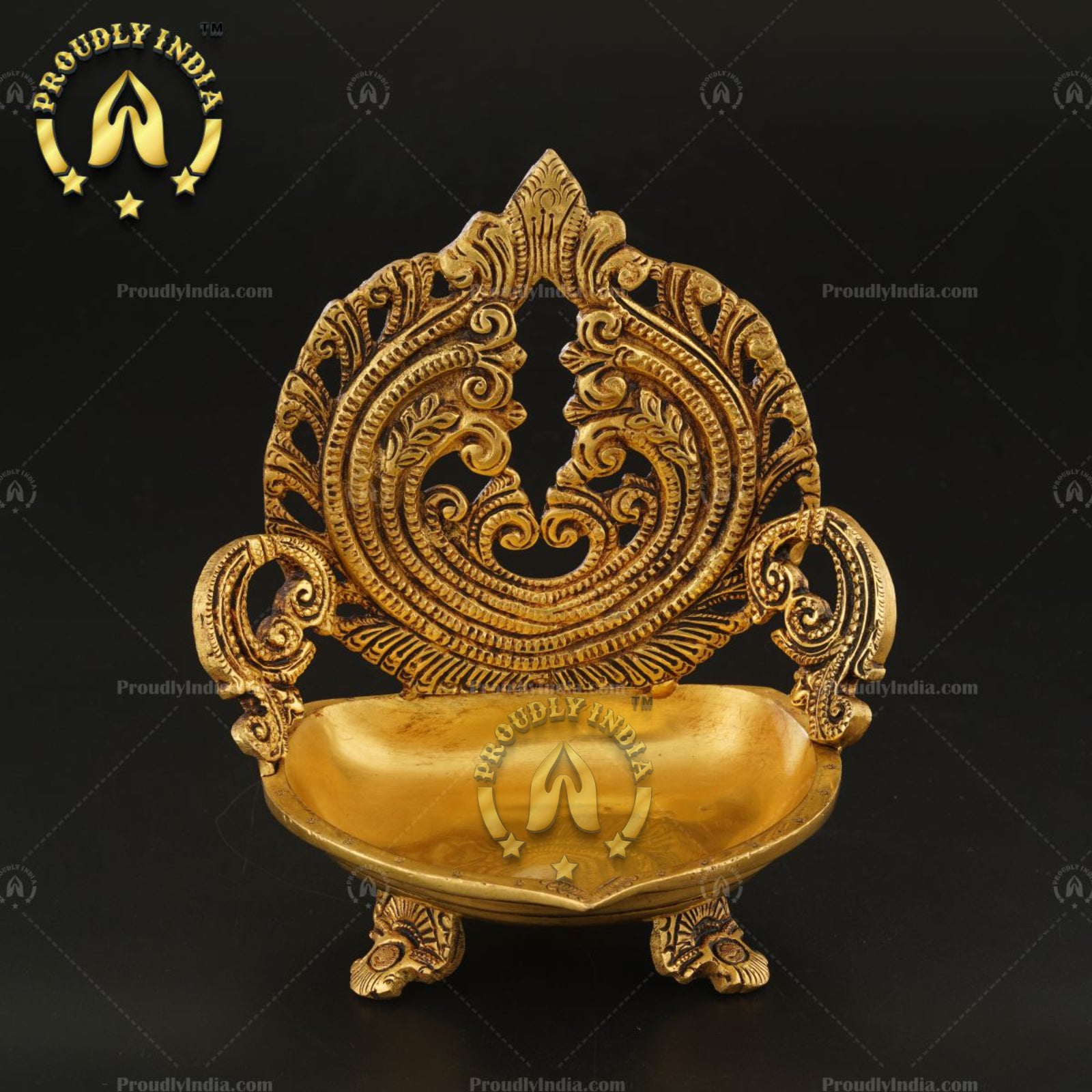 Brass Jali Deep Stand Oil Lamp
