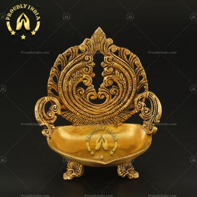 Brass Jali Deep Stand Oil Lamp