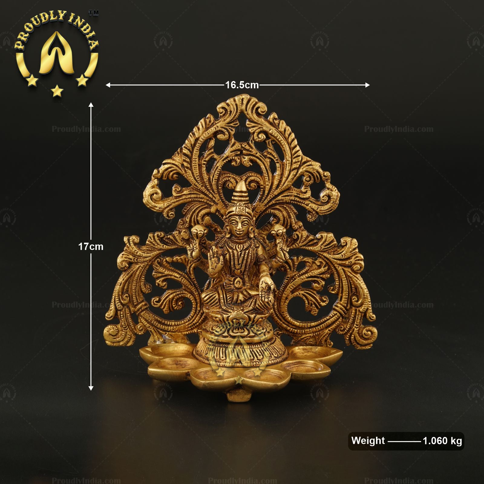 6 Wick Engraved Floral Background Laxmi Diya