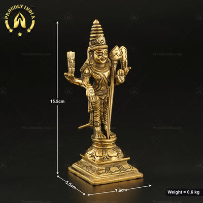 6" Statue Of Murugan with Peacock