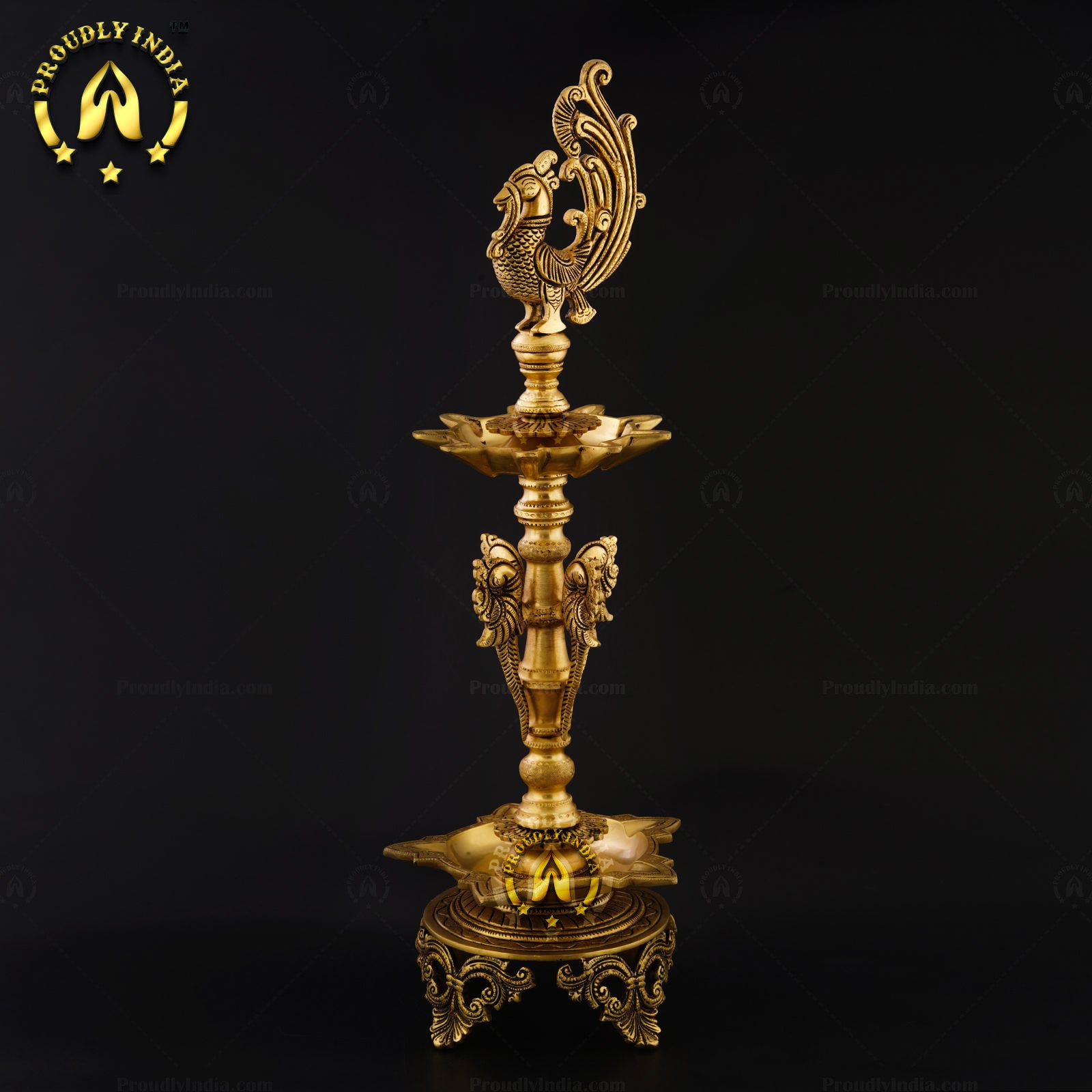 Brass Handmade Two Steps Annapakshi Diya Set of 2