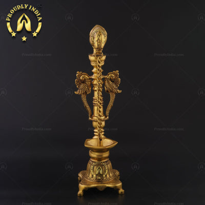 Traditional Handmade Hanging 5 Wick Parrot Lamp In Brass