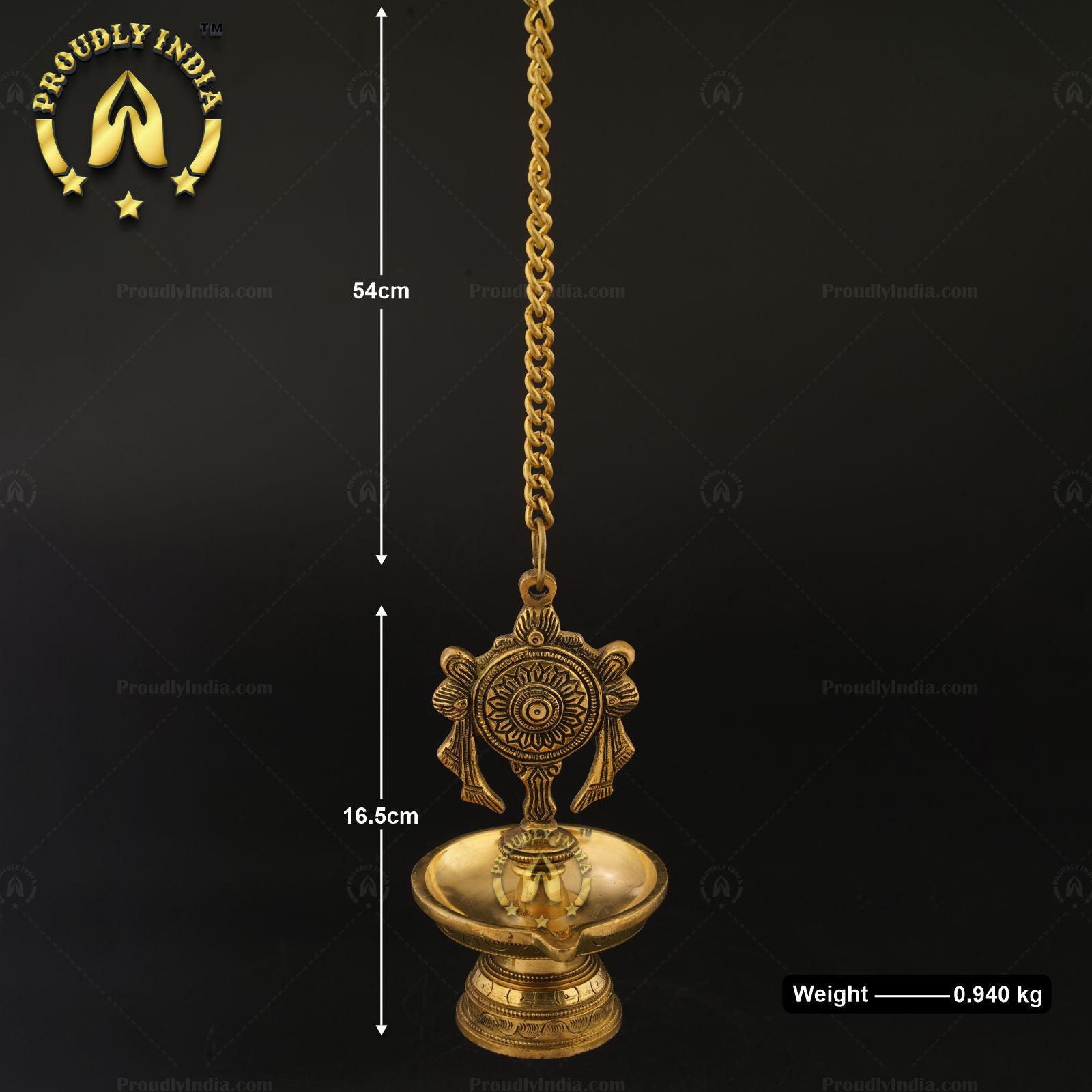 Traditional Brass Wall Hanging Sanghu Chakra Diya Set of 2