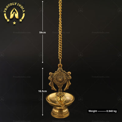 Traditional Brass Wall Hanging Sanghu Chakra Diya Set of 2