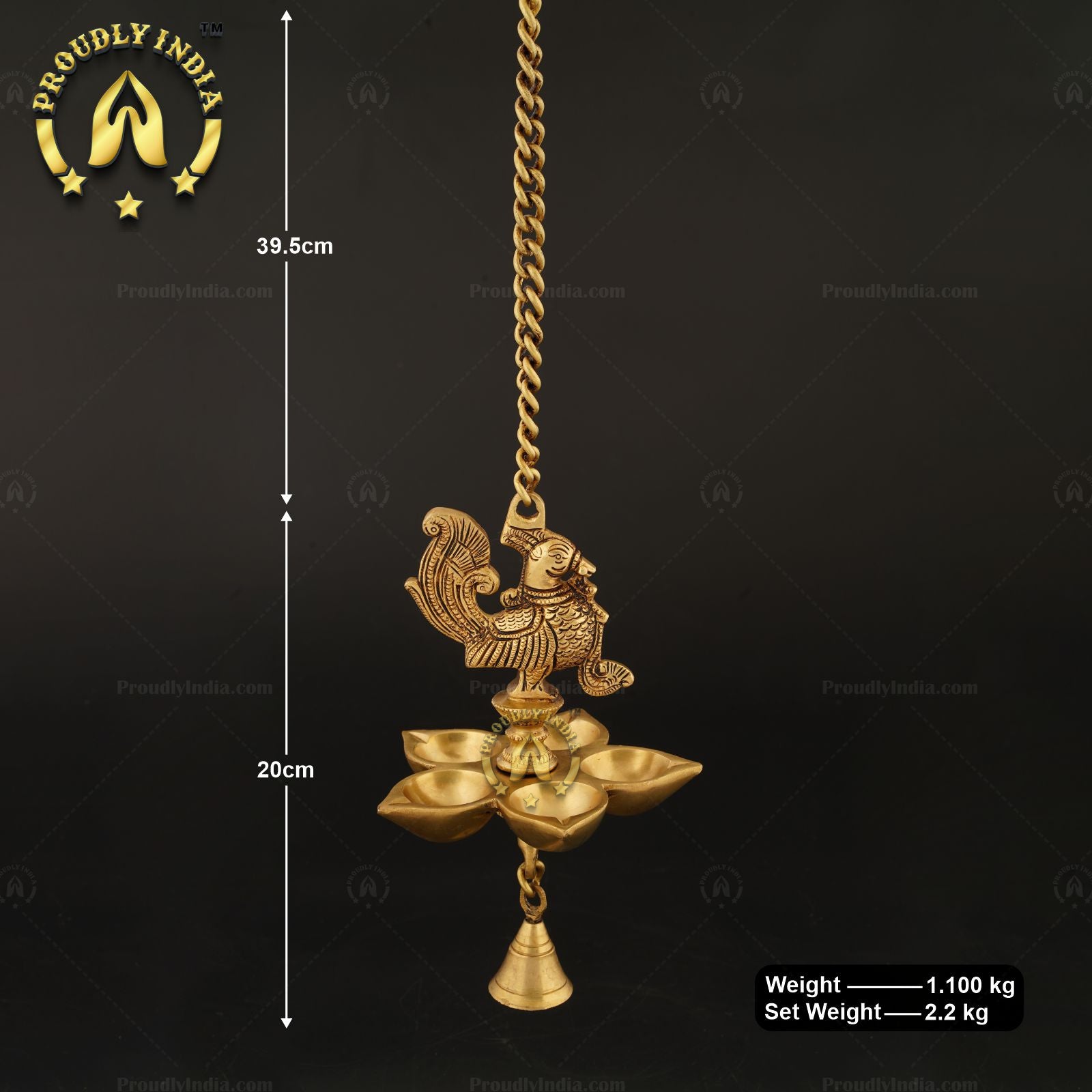 Annapakshi Five Wick Hanging Lamp Diya Set of 2