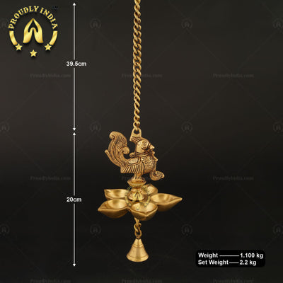 Annapakshi Five Wick Hanging Lamp Diya Set of 2
