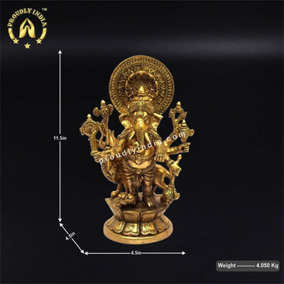 Elegant 11.5 Inch Brass Ganesh Statue