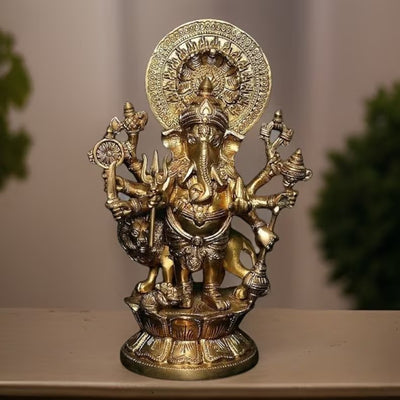 Elegant 11.5 Inch Brass Ganesh Statue