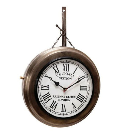 Copper Metal Chain Hanging Antique Victoria Double Sided Clock