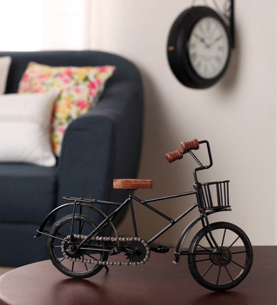 Brown & Black Wood & Metal Vintage Cycle Showpiece