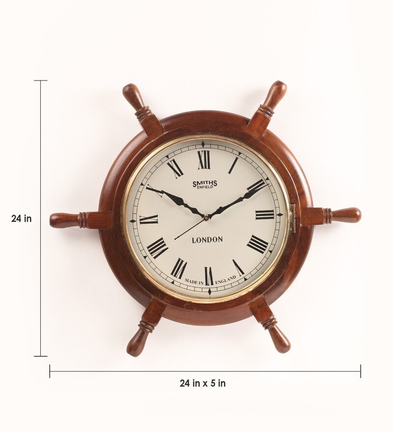 Wooden Ship Wheel Maritime Exclusive Clock