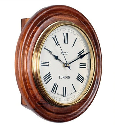 Brown Solid Wood Open Escapement Analog Wall Clock