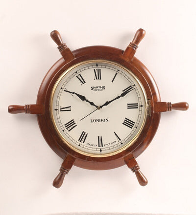 Wooden Ship Wheel Maritime Exclusive Clock