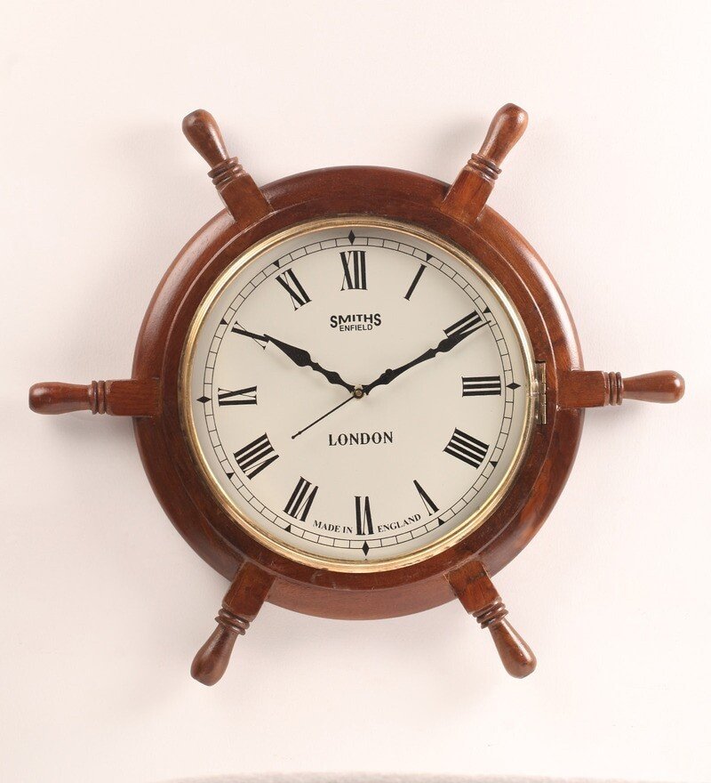 Wooden Ship Wheel Maritime Exclusive Clock